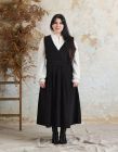 Robe-chasuble "Yana" en velours côtelé noire