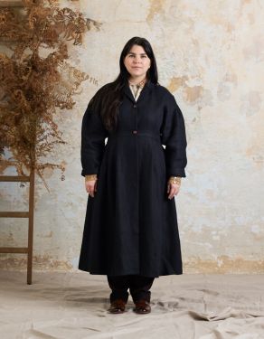 Manteau "Annie" en lin épais noir