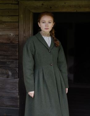 Manteau "Annie" en laine vert mousse