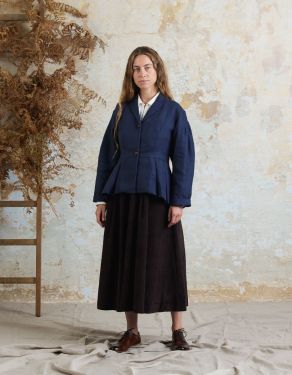Veste "Annie" en lin épais bleu acier