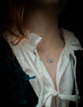 Collier "Asra" en argent 925 avec de l'aigue-marine