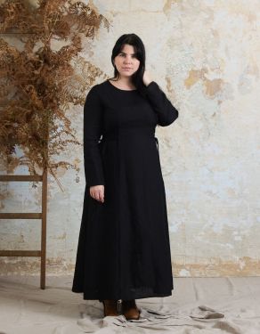 Robe "Elina" longue en lin noir bio