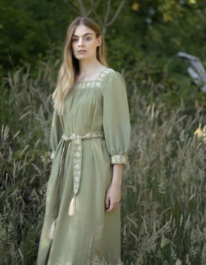 Robe "Elma" manches trois-quarts pistache