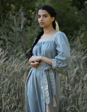 Robe "Elma" manches trois-quarts lagon