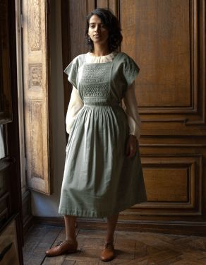 Robe smockée "Ida" vert celadon