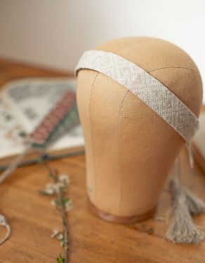 Bandeau pour cheveux "Lina" en lin brodé blanc