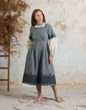 Robe "Oxana" en coton bio bleu lagon
