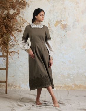 Robe "Oxana" en coton bio vert mousse