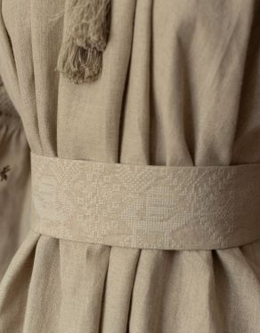 Ceinture "Valeska" en lin naturel brodé blanc