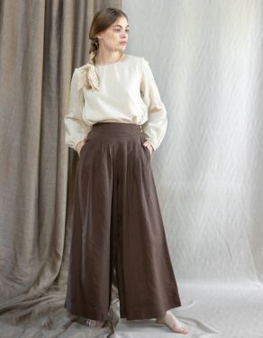 Pantalon palazzo "Vivika" châtaigne