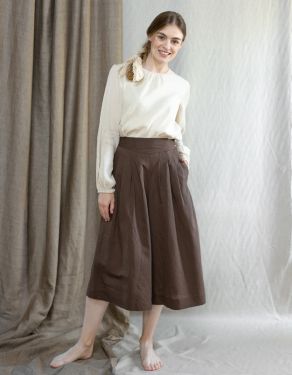 Pantalon palazzo "Vivika" châtaigne midi